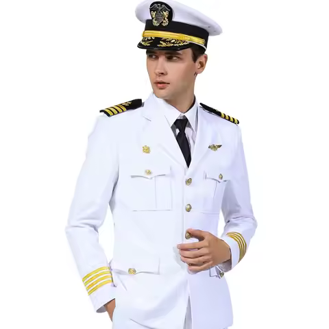 Captain Seaman Professional Uniform Security Guard Business Clothing Costume Suit Pilot Ship Sailor 