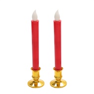 1 ชุดเชิงเทียนอิเล็กทรอนิกส์พร้อมที่วางเทียน  โคมไฟเทียน Led ไร้เปลวไฟ   1Pair LED Long Pole Electronic Emulation Candles Flameless Candles Candle Holder  เชิงเทียนอิเล็กทรอนิกส์  เทียน