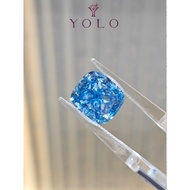 YOLO Lab-grown diamond Cushion 7.37ct Fancy vivid blue--8731953163734