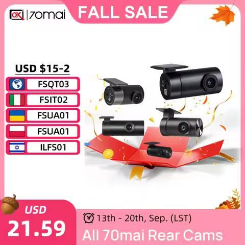 Original 70mai Rear Cam RC12 for 70mai Dash Cam A810 WDR Supported Global Version 70mai Backup Cam R
