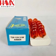 Halogen Large Plug Bulb T20 12V 21W Yellow Bulb 1 Hair (Code: Philistar T20 12V 21W Amber)