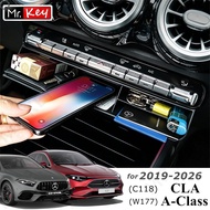 Mr.Key] AC Control Storage Box For Mercedes A180 CLA A45 Dashboard Tray Mobile Phone Slot Organizer