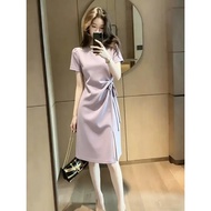 Casual French Purple Dress Women 2026 Summer Design Niche Split French Dress Women