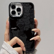 Case for iPhone 8 7 8plus 6plus 14 15 X XR XS MAX 12Promax 12 13Promax 15Promax 11 14Promax 13 Line Bear Pattern Metal Photo Frame Shockproof Protective Soft Case
