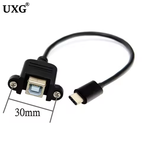 USB C Type-C Male to USB B Female Socket Printer Panel Mount With Screw Hole Type C Printer Cable wi