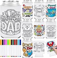 Fathers Day Craft Gifts Bulk - DIY Color Your Own Can Sleeve Cooler Foam Blank Beer Cover for Dad 12