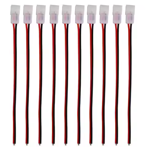 10pcs 8mm 2pin LED Strip Connector with Wire Stable Quick Connector for 2835 3528 5050 LED Lights St
