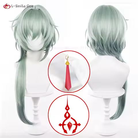 Anaxa Cosplay Wig HSR Cosplay 75cm Green Gradient Wigs Heat Resistant Synthetic Hair Anime Costumes 