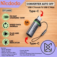 MCDODO Auto Off Converter USB C to USB C 100W Auto Power Off Adapter Data Transmission MCDODOOrigina