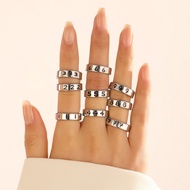 European American Retro Punk Unique Lettering 111-999 Ring Lucky Angel Number Wide Open Ring sg0785