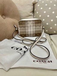 Coach 奶茶格紋斜孭袋 相機包