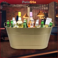 PETSOLA Galvanized Tub Ice Tub Ice Bucket with Carrying Strap Beer Tub Metal Drink Bucket for Champa