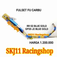 Knalpot Kenalpot Racing SJ88 SATRIA FU 150 KARBU fullset Blue Gold