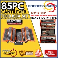 85pcs tools set Cantilever Metal Tool Box Set 5 Tier 85pcs Socket Set 1/4" & 1/2" Spanner Tools Set