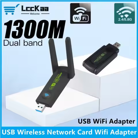 LccKaa 1300Mbps USB WiFi Adapter AC1300 Dual Band 2.4GHz 5GHz WiFi With Antenna 802.11b/n/g/ac Compu