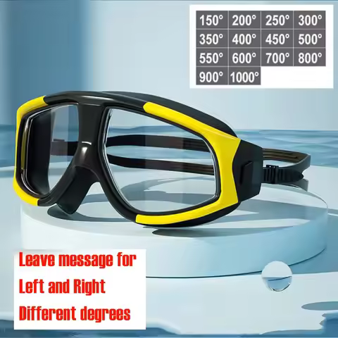 (Custom Degree)Queshark Adult -1.5 To -10.0 Myopia Swim Eyewear Silicone Anti-Fog Swimming Goggles D