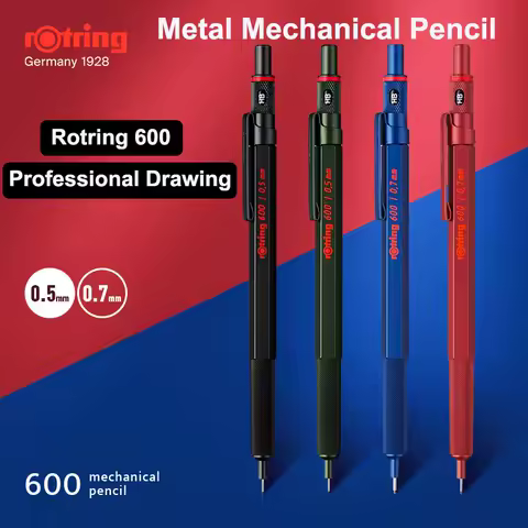 Rotring 600 Mechanical Pencils 0.5mm 0.7mm Professional Drawing Sketching Pens Metallic Body Hexagon