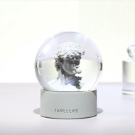 大衛(白色) 水晶球  底座圓形白金灰