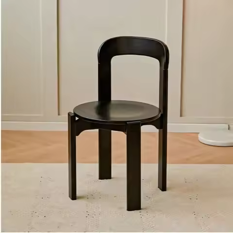 Mid-Century Solid Wood Chair Viral Rey Dining Stool French Bistro Vintage Cafe