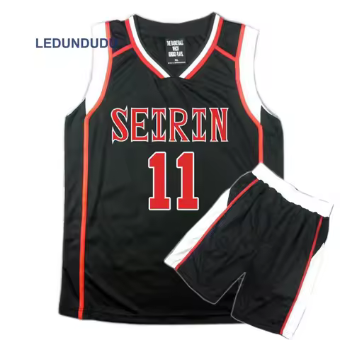 Anime Basuke Cosplay SEIRIN School Basketball Uniforms Men Jersey Sportswear T-shirt Shorts Set Blac