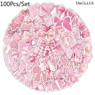 [T] 100Pcs/Set Coquette Bows Stickers Waterproof Stickers Decal for Toys