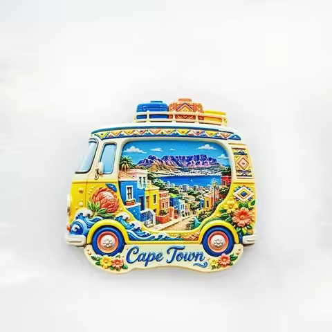 Cape Town Retro Bus Fridge Magnet - Vibrant 3D South African Souvenir Unique African Travel Gift for