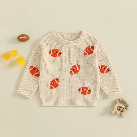 Citgeett Autumn Toddler Girl Boy Sweater Cute Rugby Embroidery Long Sleeve Pullover Warm Knit Tops F