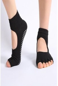 純棉防滑瑜伽舞蹈健身襪(黑色/紫色)
