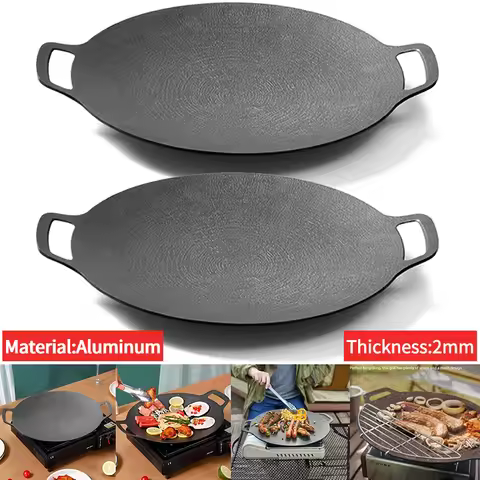 Outdoor Camping Grill Plate Korean Barbecue Pan Portable Cooking Frying Pan Meat Pot Barbecue Plate 