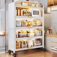 HY/JD ShuaishishuaishiKitchen Utensils Shelf Floor Sideboard Cabinet Cupboard Cupboard with Door Storage Locker Microwav