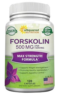 aSquared Nutrition Forskolin 500mg Max Strength -120 Capsules, Natural Supplement for Pure Weight Lo