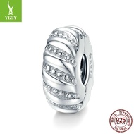 Buckle diy Beads Simple s925 Silver Beads charmBSC278 Texture All-Match Hot-Selling Platinum Plated 