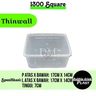 Thinwall 1300ML SQUARE / BOX FOOD CONTAINER PLASTIC LUNCH BOX 1300 ML
