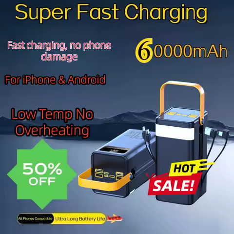 60000mAh Power Bank 120W Fast Charging Portable External Outdoor Camping Live Broadcast Mobile Power