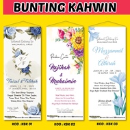 Bunting Banner Kahwin Custom Design 2x5kaki Terkini
