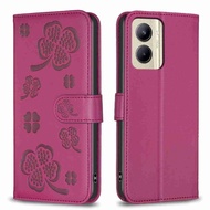 Four-leaf Embossed Leather Phone Case For Realme C33/Realme C35/Realme C53/Realme C55