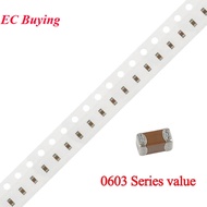 100pcs 0603 1608 SMD Chip Multilayer Ceramic Capacitor 0.1pF - 22uF 10pF 22pF 100pF 1nF 10nF 15nF 10