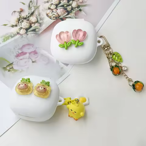 cartoon Cover For JBL WAVE BUDS /buds2/WAVE100 Case with keychian Silicone earphones case for JBL WA