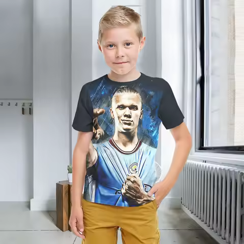 3D Print Football Erlings Star H-haalands Baby Clothing 5 to 14 Year Male Outdoor Clothe for Childre