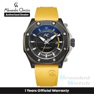 [Official Warranty] Alexandre Christie 9601MARTBBAYL Men's Black Dial Silicone Strap Watch