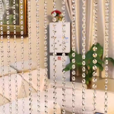 1PC 1M Luxury Crystal Beaded String Door Curtain Window Room Divider Home Decoration Drapes Living R