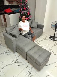 sofa set L shape grey fabric uratex foam cod only !!!