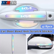 4/8Pcs KIA Car Door Bowl Sticker Anti Scratch Sticker Colorful Laser Car Door Handle Rearview Mirror