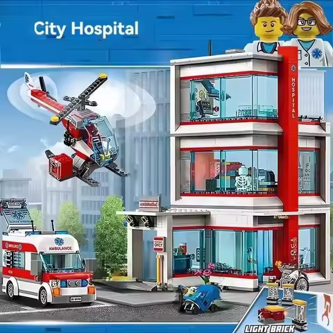 816 pcs City Series Hospital Building Blocks Fit 60330 Set Home Decor Model MOC Assemble Bricks Toys