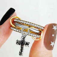 Big Cross Charms Rings Stack Set For Women Ins Fashion Stainless Stee Spinelli Kilcollin Stackable R