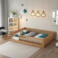 Size Montessori Floor Bed Frame With Convertible Door & Wood Slats For Kids,wood Montessori Bed With