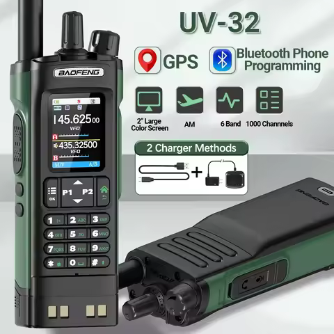BAOFENG UV-32 GPS Walkies Talkie AM FM Long Range Bluetooth Programming 10W Wireless Copy Frequency 