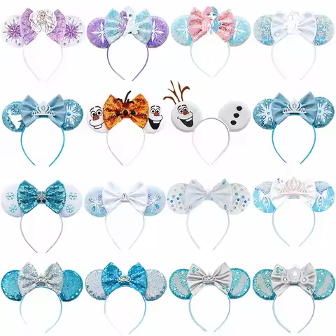 Disney Anna Princess Headband Mickey Mouse Ears Headbands for Girls Kids Frozen Snowman Olaf Hairban
