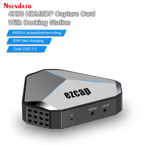Ezcap368 GameDock Extreme Duo 4K p60 HDMI DP USB3.2 Video Audio Game Capture Grabber Card For VRR Pa