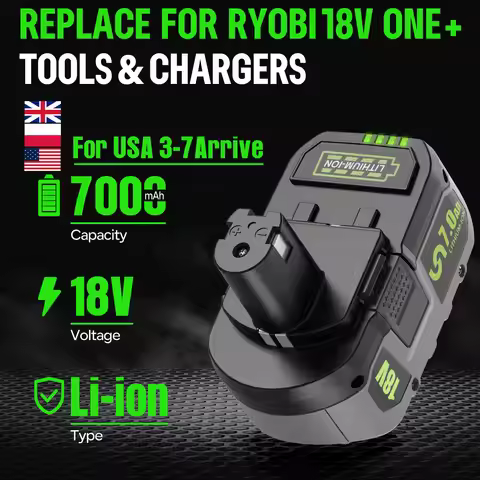 18V 7Ah Li-ion Battery For Ryobi One+/P108/P107/P104/P103 Replacement For RB18L50/RB18L40 1/2Pack Op